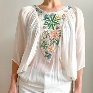 Tanvi kedia ivory rayon top beaded Anthropologie size M